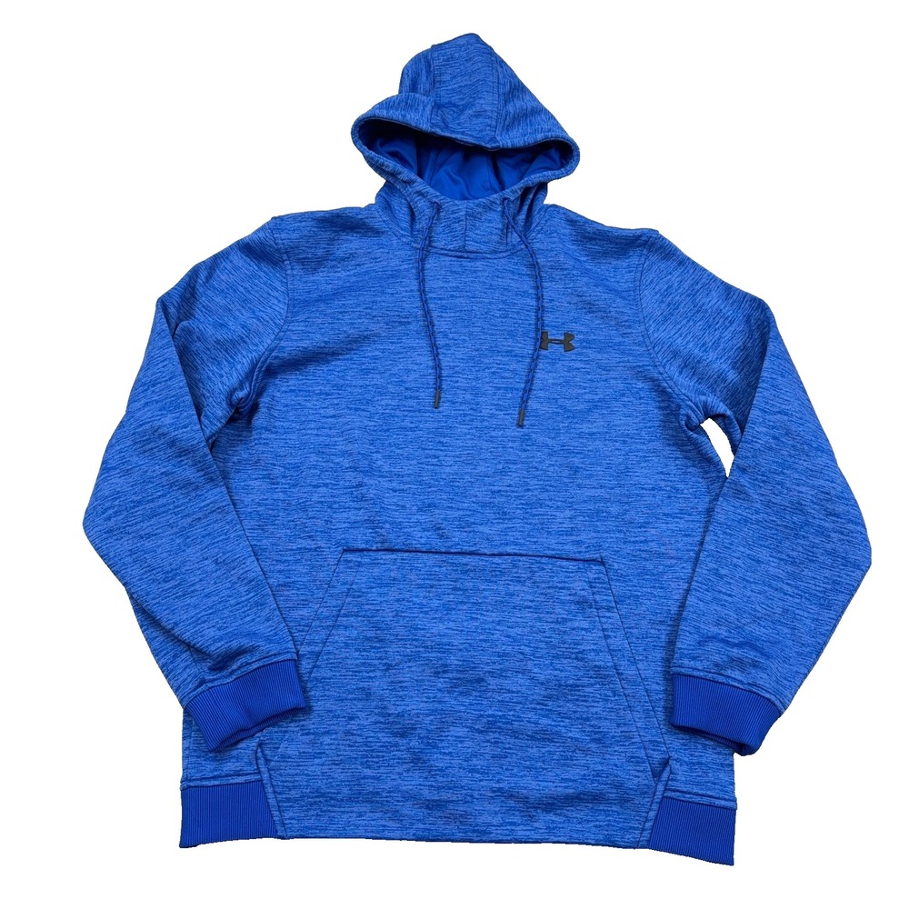 Under Armour Hoodie Men Medium Blue Cold Gear Loose Fit Sweatshirt UA Heather A5